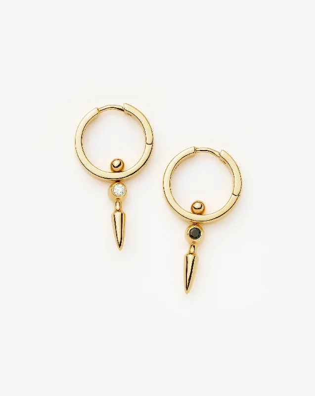 Kinetic Duality Spike Charm Hoop Earrings | 18ct Gold Vermeil Cubic Zirconia